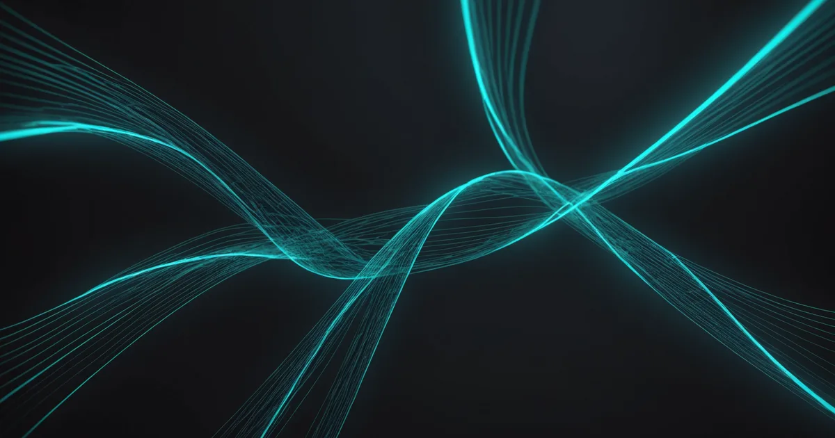 Abstract visualization of supply chain and financial planning data streams merging